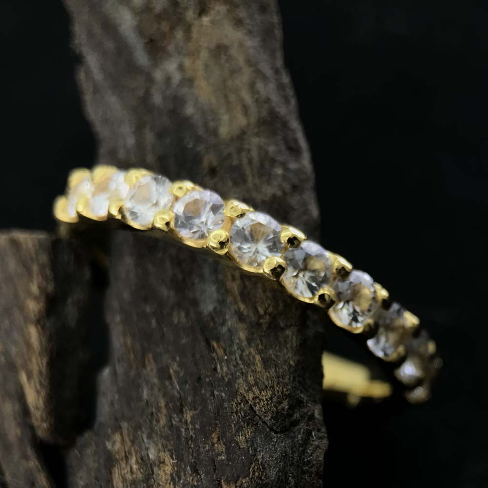 Natural White Sapphire Eternity Ring