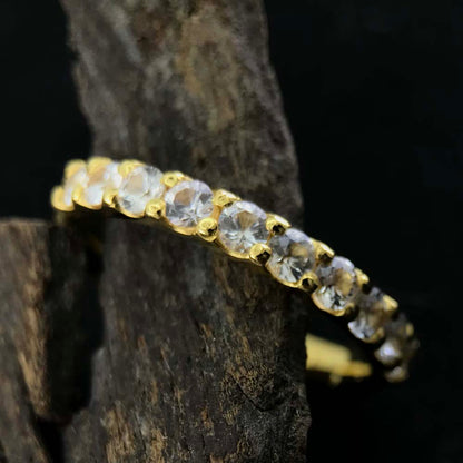 Natural White Sapphire Eternity Ring