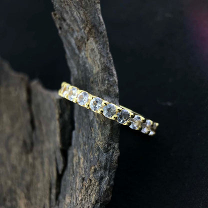 Natural White Sapphire Eternity Ring