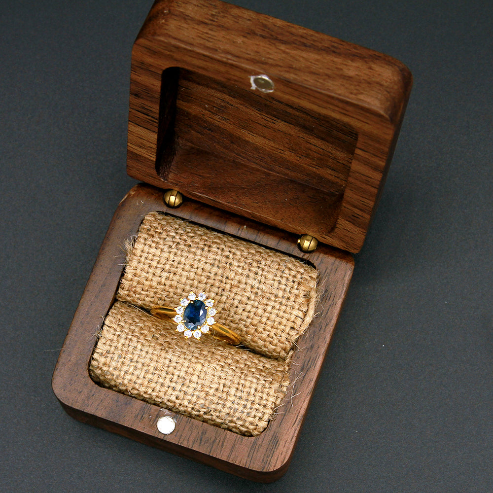 Natural Blue Sapphire Diamond Halo Ring (Ready to be Shipped from Melbourne, Australia)